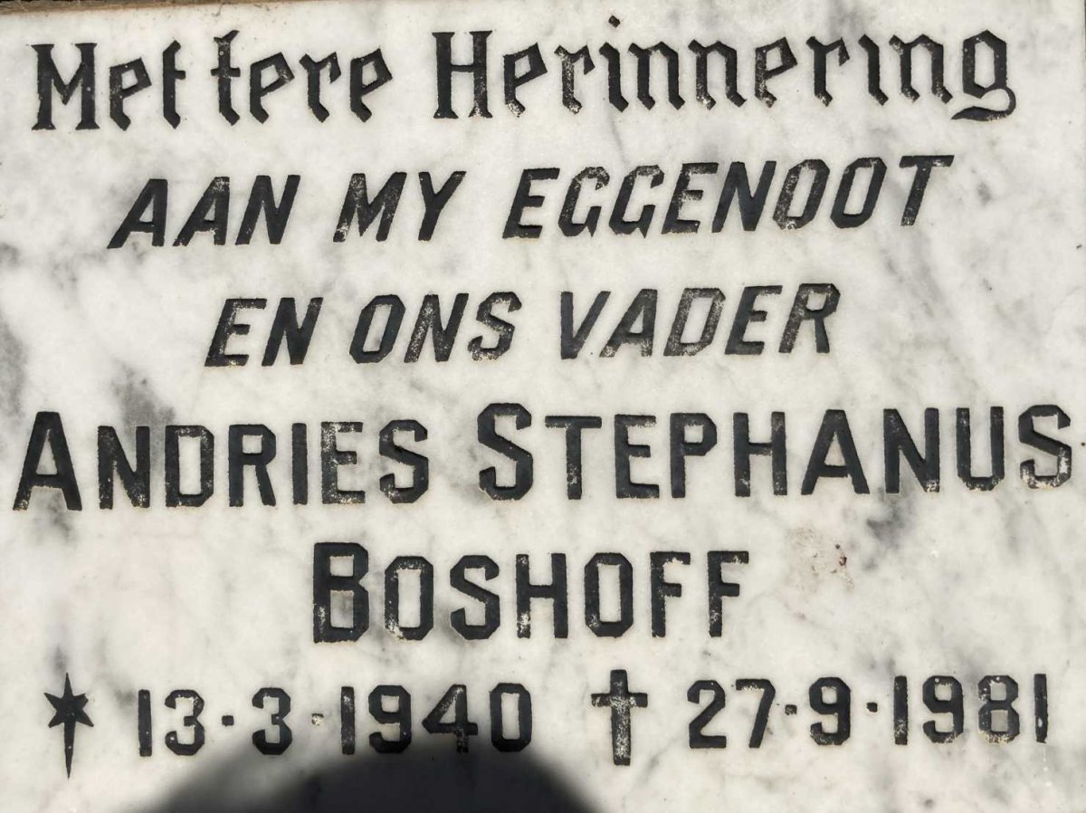BOSHOFF Andries Stephanus 1940-1981