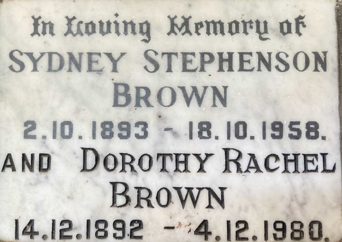 BROWN Sydney Stephenson 1893-1958 & Dorothy Rachel 1892-1980