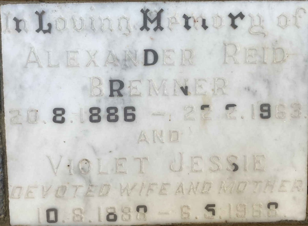 BREMNER Alexander Reid 1886-1963 & Violet Jessie 1888-1968