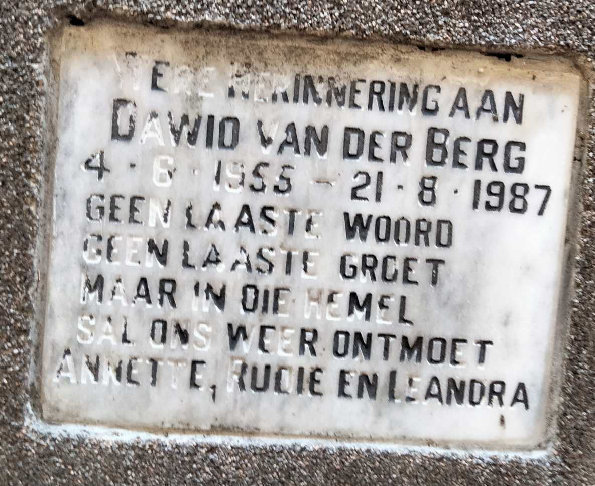 BERG Dawid, van der 1955-1987
