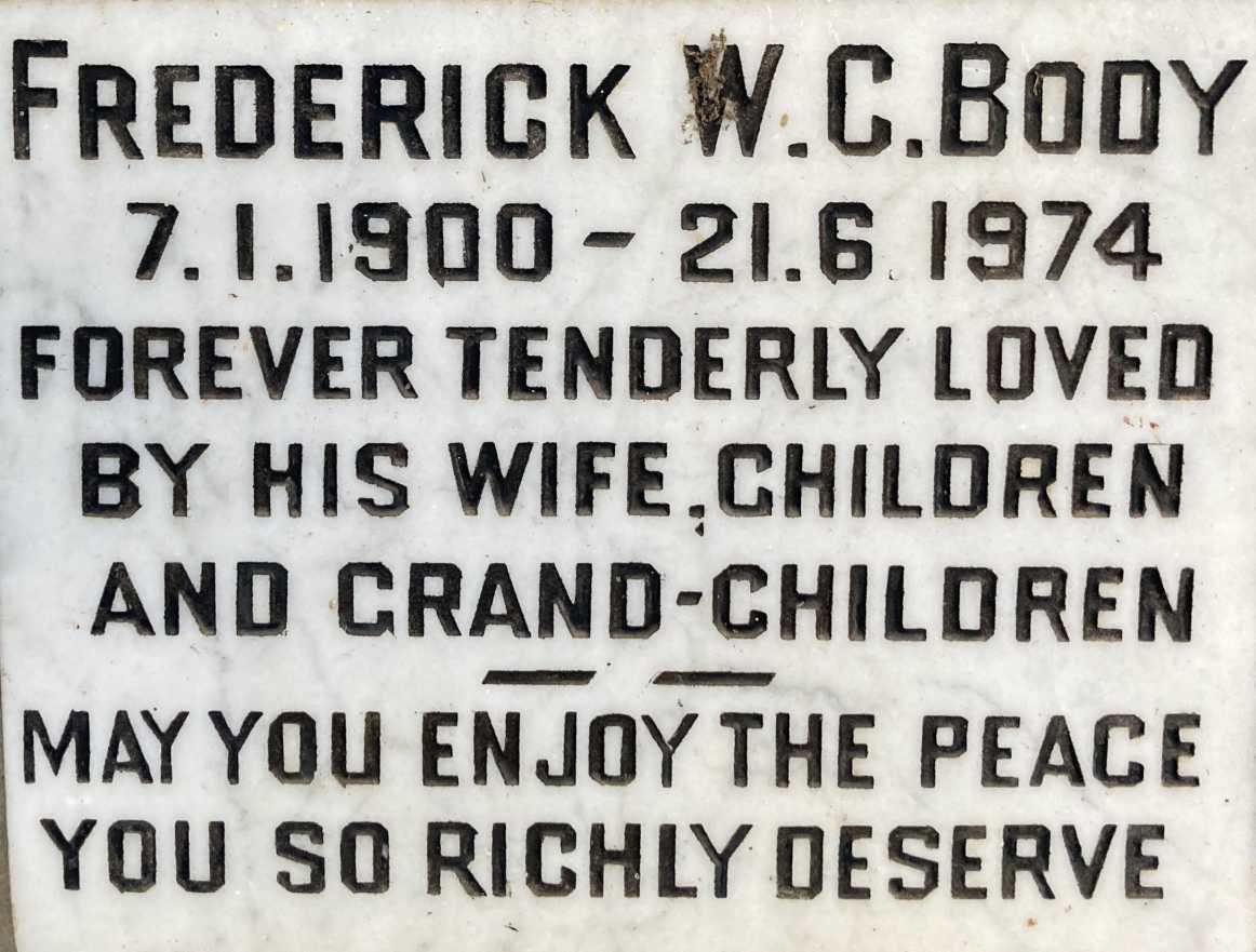 BODY Frederick W.C. 1900-1974