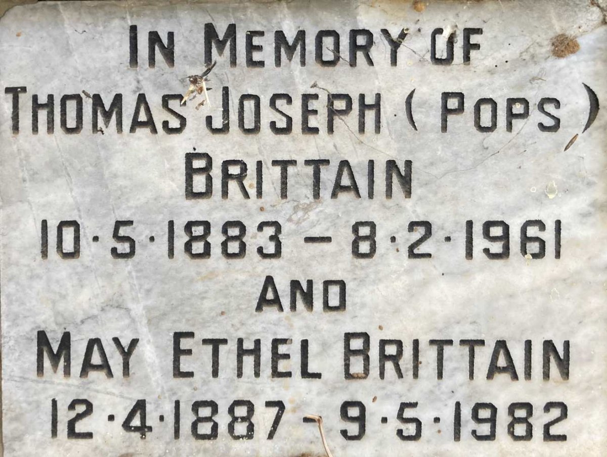 BRITTAIN Thomas Joseph 1883-1961 & May Ethel 1887-1982