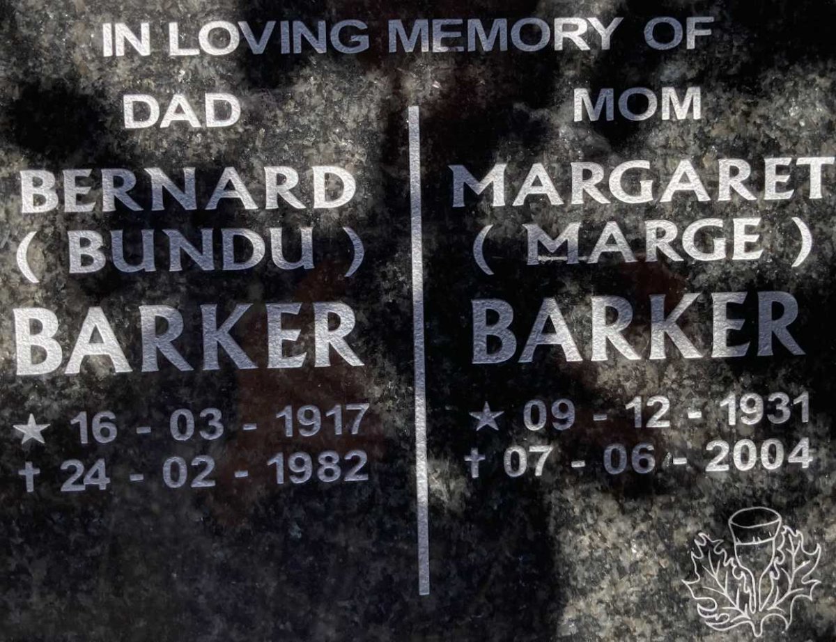 BARKER Bernard 1917-1982 & Margaret 1931-2004