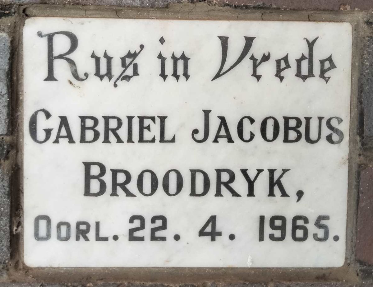 BROODRYK Gabriel Jacobus -1965