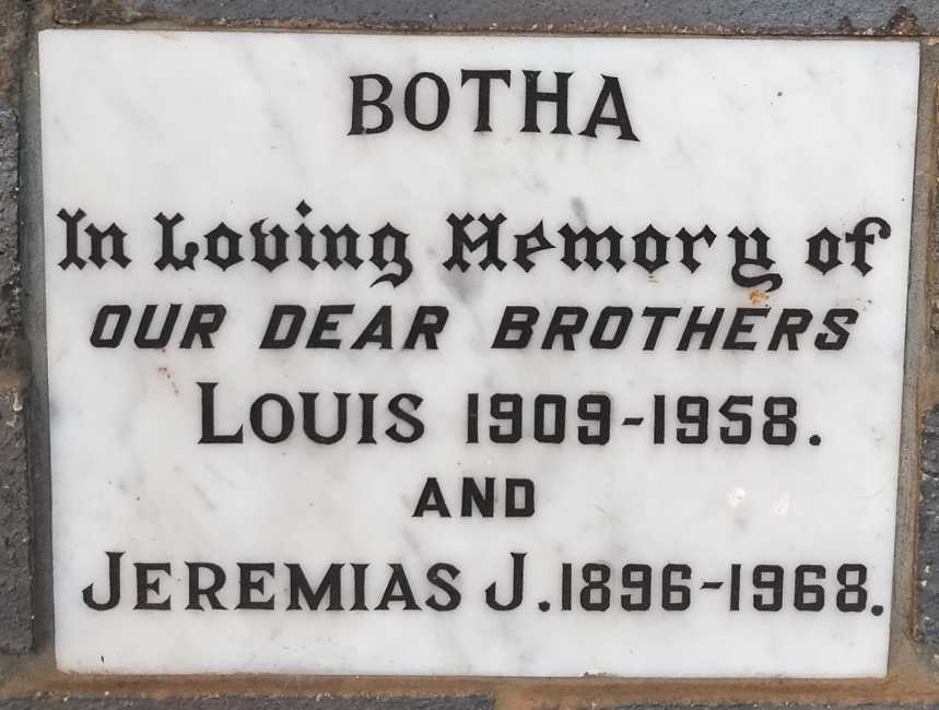 BOTHA Louis 1909-1958 :: BOTHA Jeremias J. 1896-1968