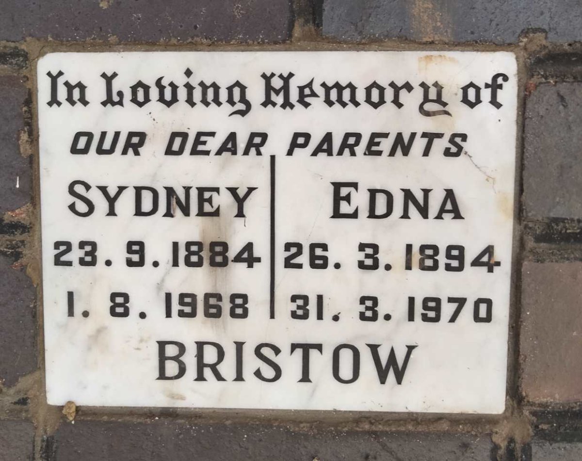 BRISTOW Sydney 1884-1968 & Edna 1894-1970