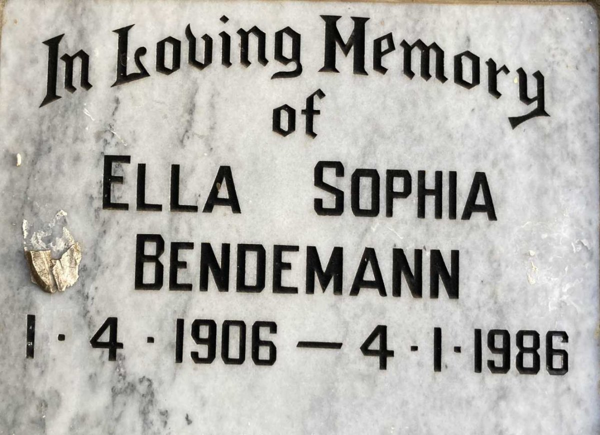 BENDEMANN Ella Sophia 1906-1986