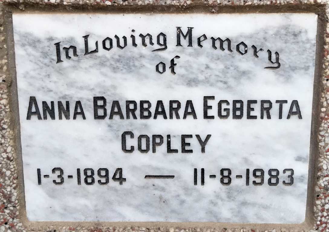 COPLEY Anna Barbara Egberta 1894-1983