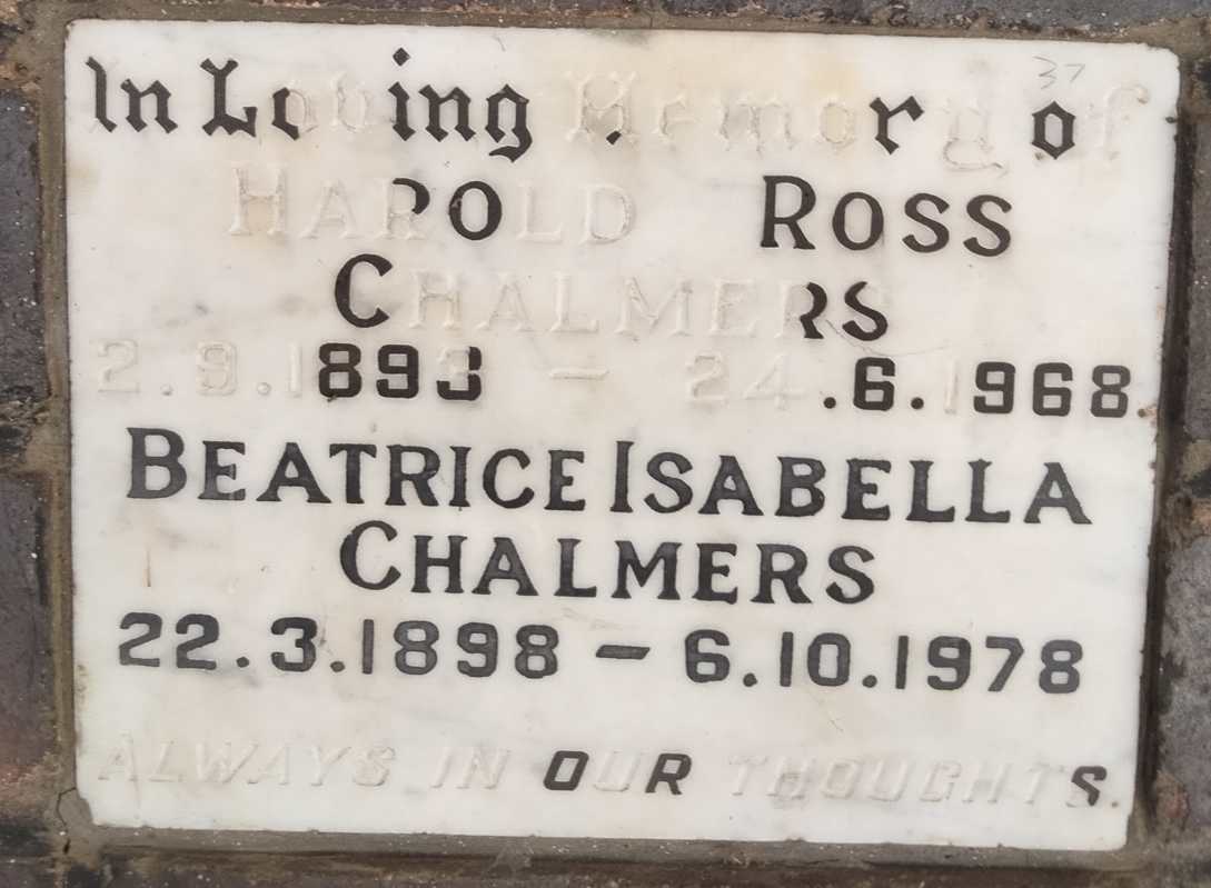 CHALMERS Harold Ross 1893-1968 & Beatrice Isabella 1898-1978