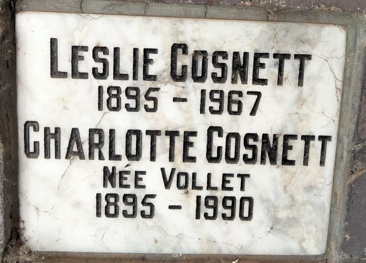 COSNETT Leslie 1895-1967 & Charlotte VOLLET 1895-1990