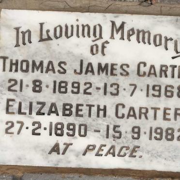 CARTER Thomas James 1892-1968 & Elizabeth 1890-1982