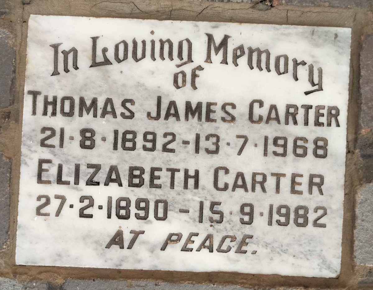 CARTER Thomas James 1892-1968 & Elizabeth 1890-1982