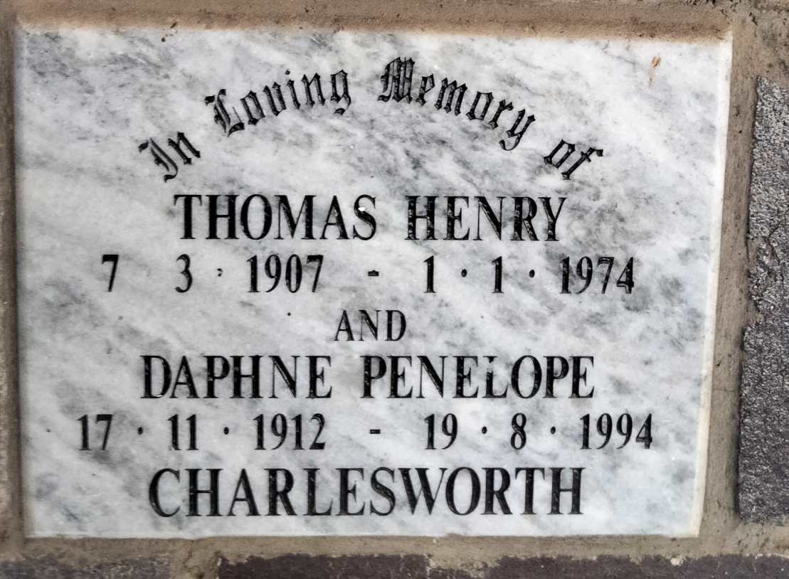 CHARLESWORTH Thomas Henry 1907-1974 & Daphne Penelope 1912-1994