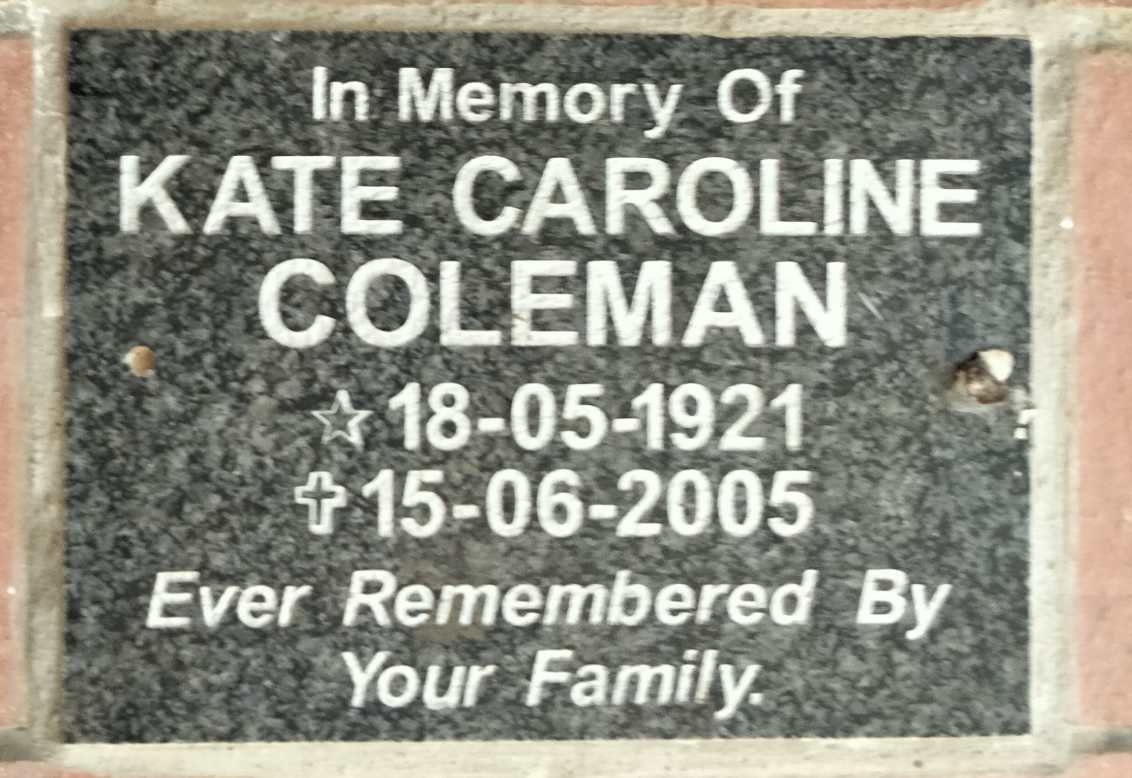 COLEMAN Kate Caroline 1921-2005