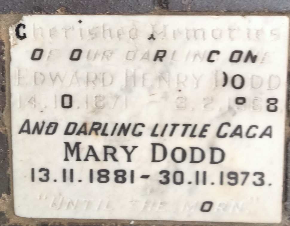 DODD Edward Henry 1871-19?8 & Mary 1881-1973
