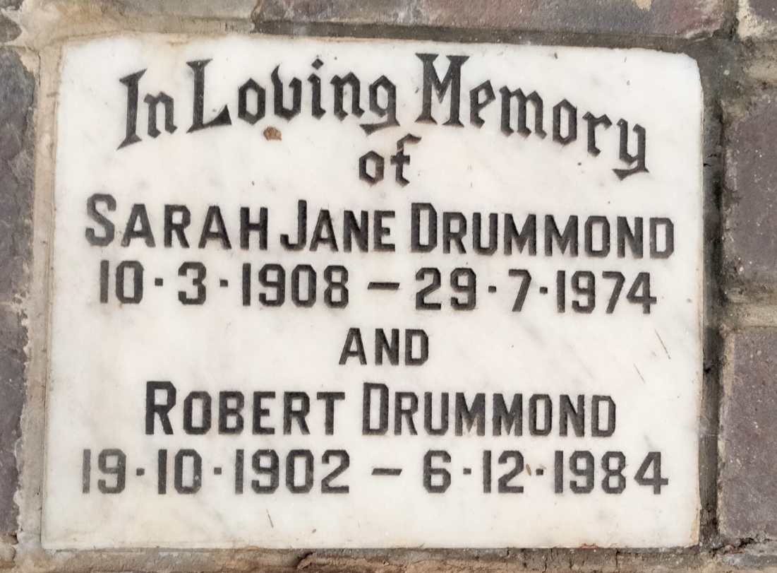 DRUMMOND Robert 1902-1984 & Sarah Jane 1908-1974