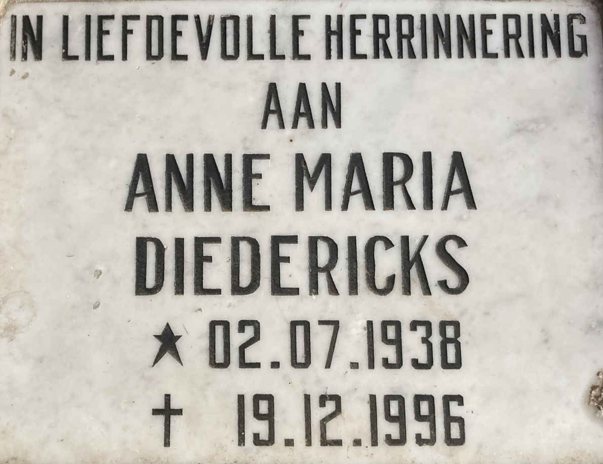 DIEDERICKS Anne Maria 1938-1996