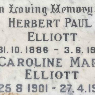 ELLIOTT Herbert Paul 1886-1962 & Caroline Mary 1901-1974