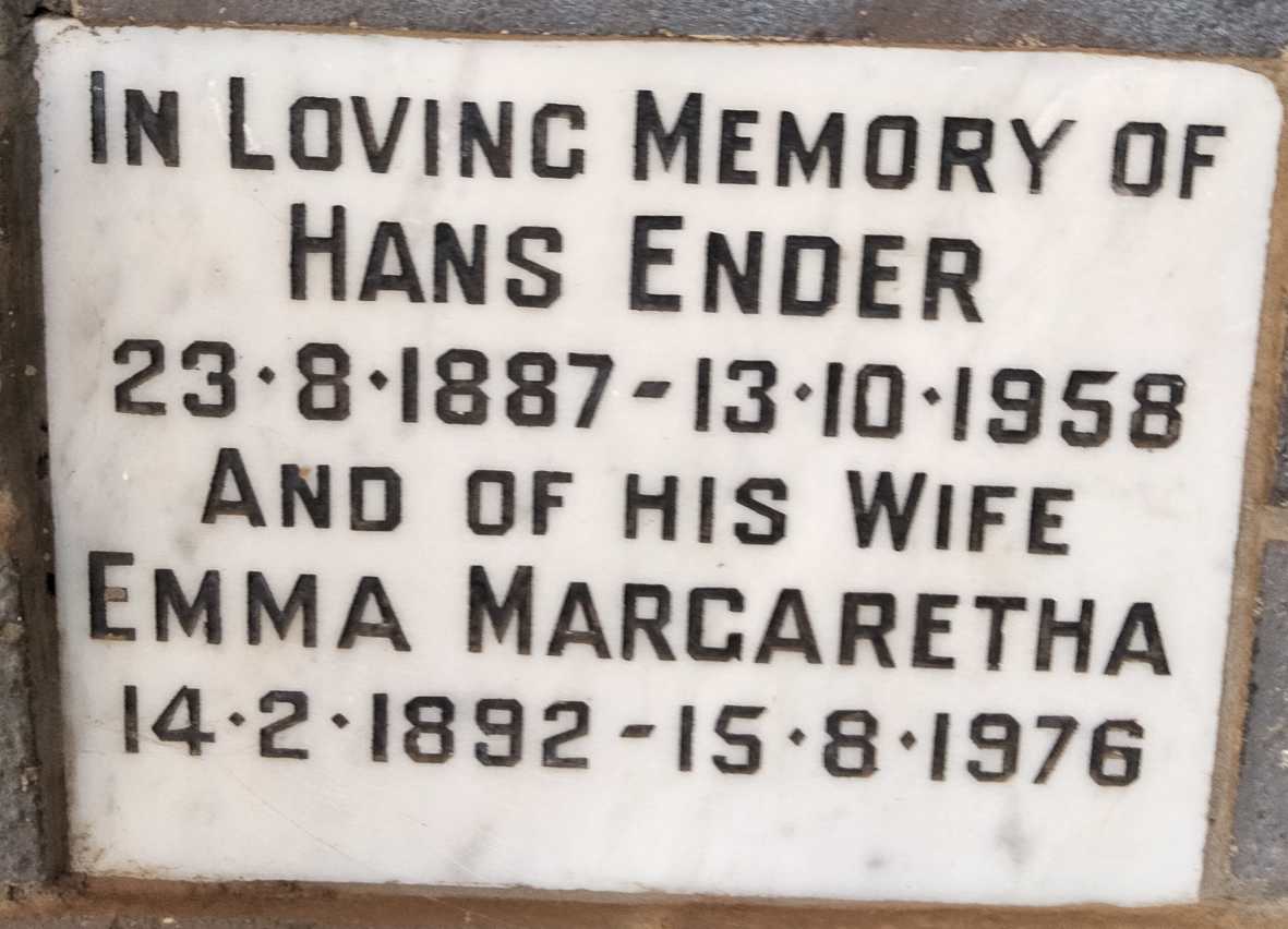 ENDER Hans 1887-1958 & Emma Margaretha 1892-1976