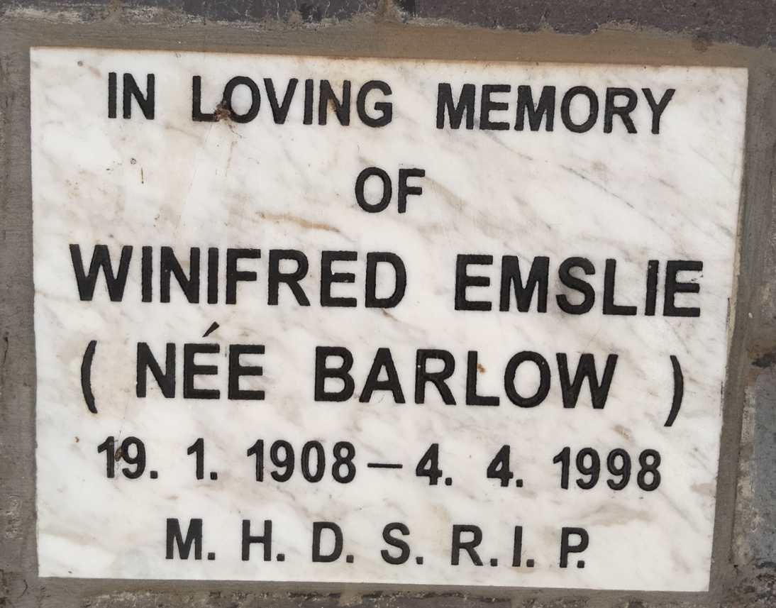 EMSLIE Winifred nee BARLOW 1908-1998
