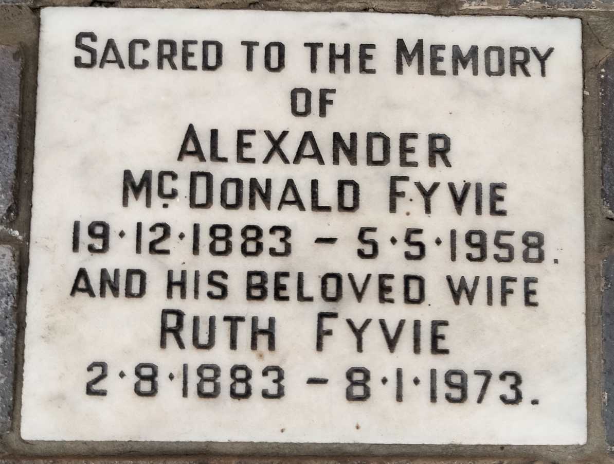 FYVIE Alexander McDonald 1883-1958 & Ruth 1883-1973