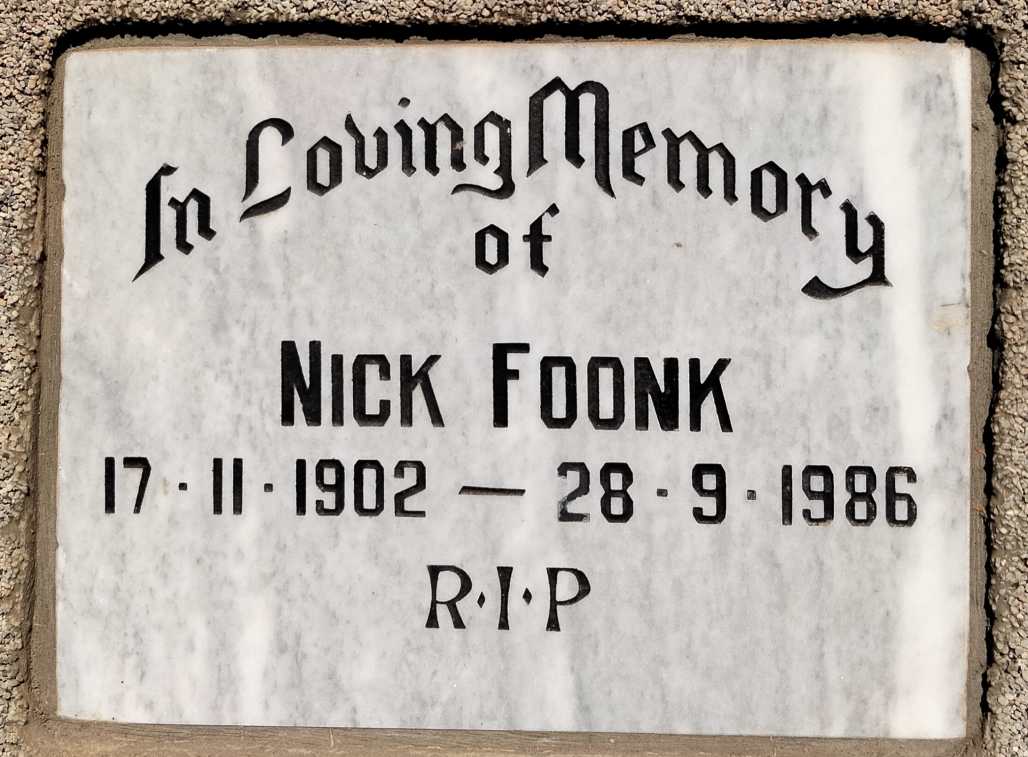 FOONK Nick 1902-1986