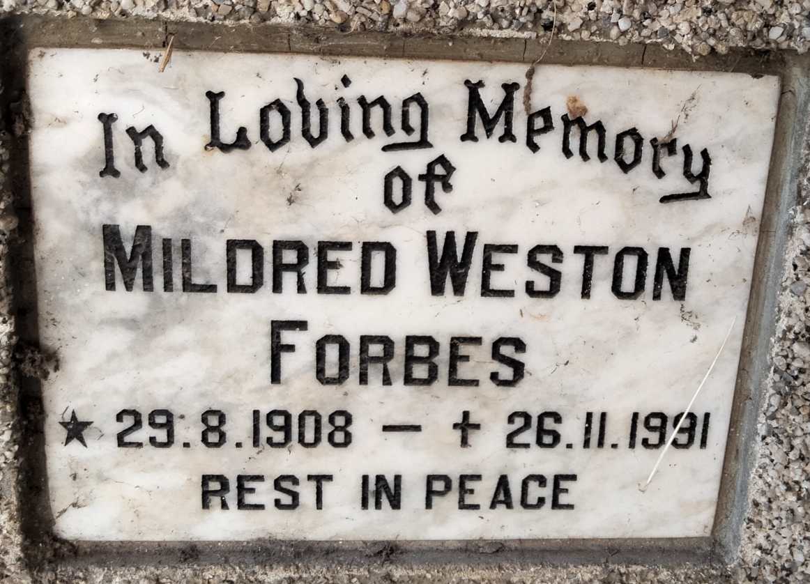 FORBES Mildred Weston 1908-1991