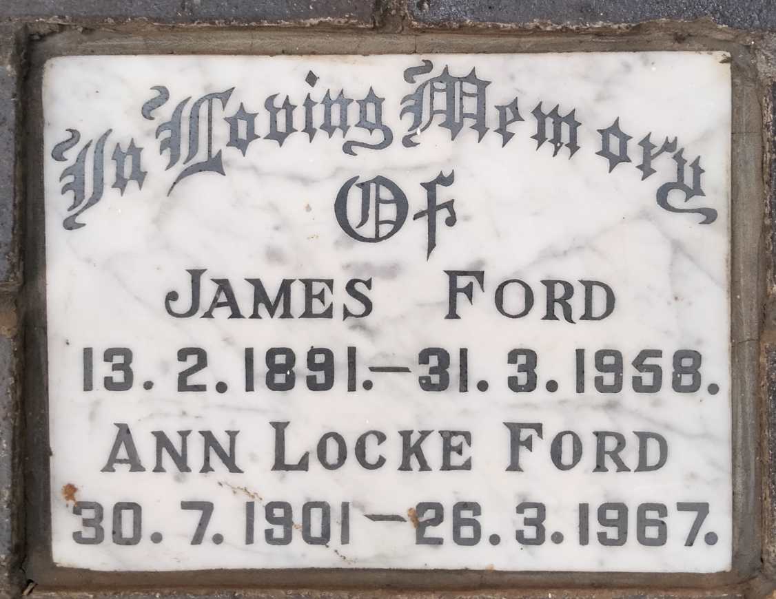 FORD James 1891-1958 & Ann Locke 1901-1967
