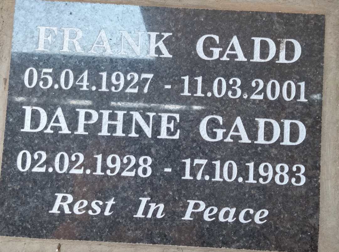 GADD Frank 1927-2001 & Daphne 1928-1983