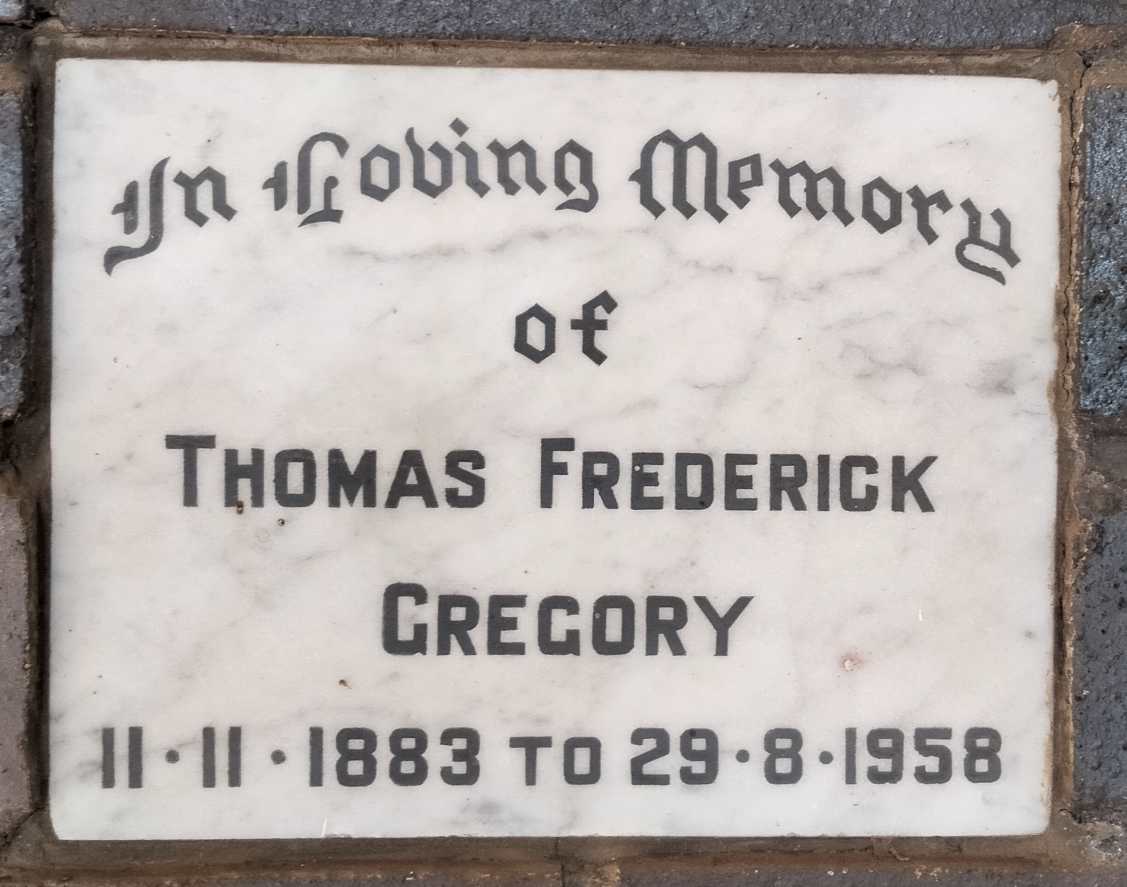 GREGORY Thomas Frederick 1883-1958