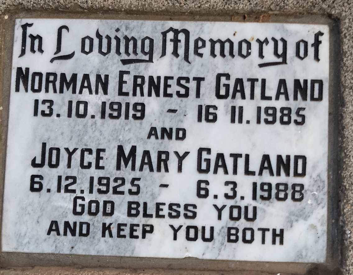 GATLAND Norman Ernest 1919-1985 & Joyce Mary 1925-1988