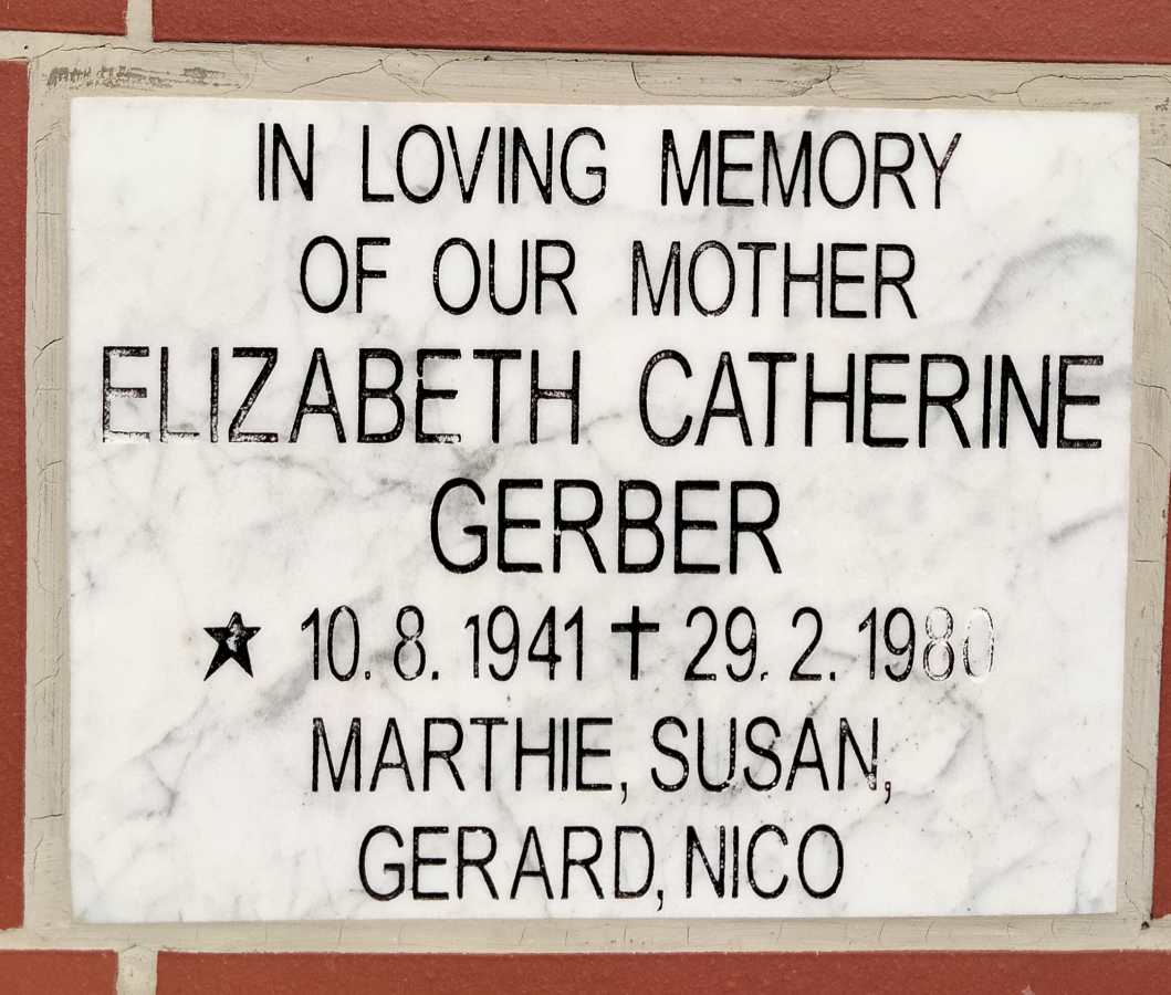 GERBER Elizabeth Catherine 1941-1980