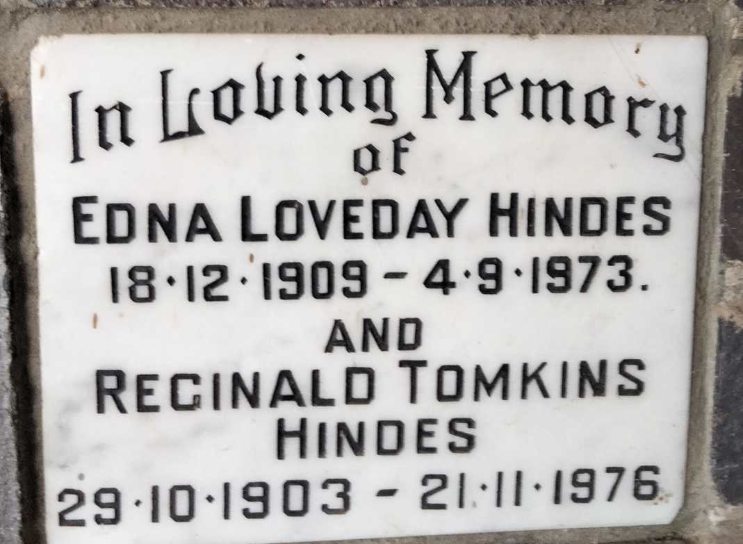 HINDES Reginald Tomkins 1903-1976 & Edna Loveday 1909-1973