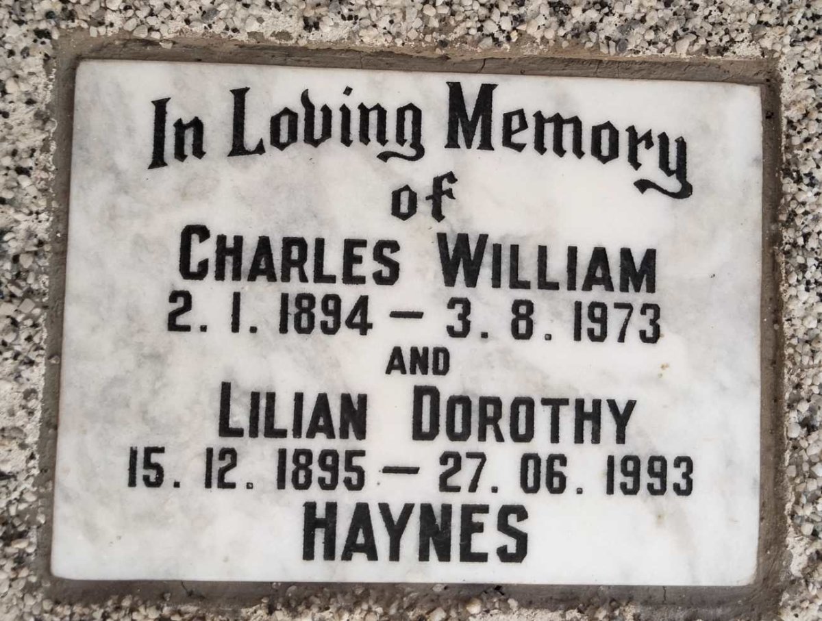 HAYNES Charles William 1894-1973 & Lilian Dorothy 1895-1993