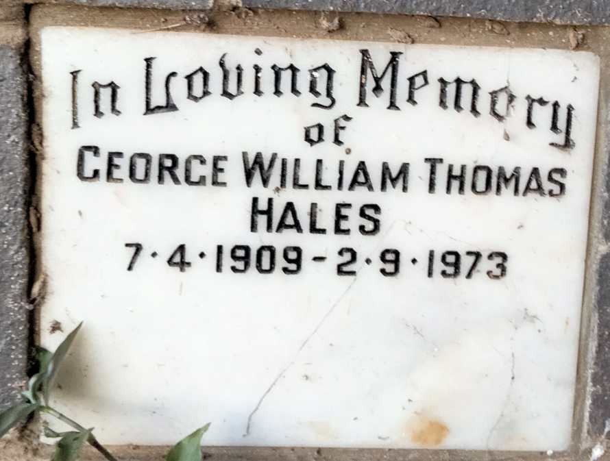HALES George William Thomas 1909-1973