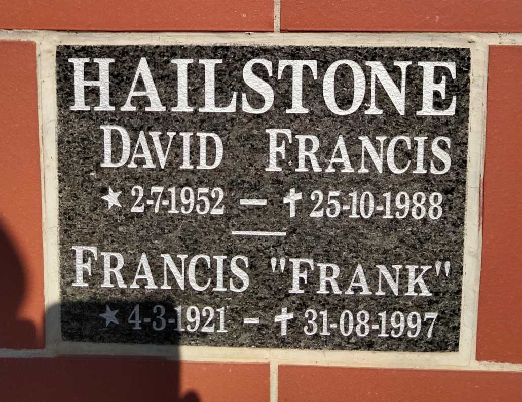HAILSTONE Francis 1921-1997 :: HAILSTONE David Francis 1952-1988