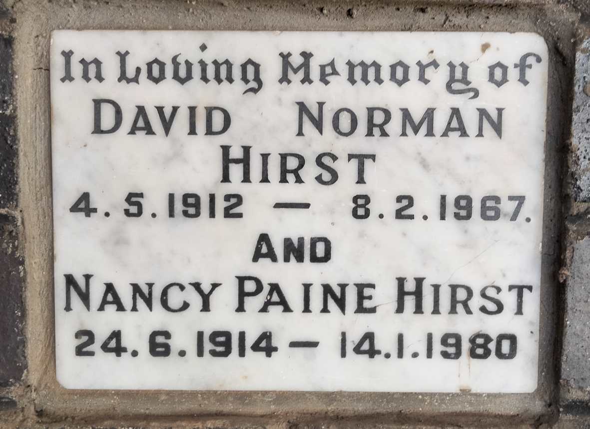 HIRST David Norman 1912-1967 & Nancy Paine 1914-1980
