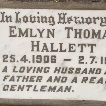 HALLETT Emlyn Thomas 1906-1970