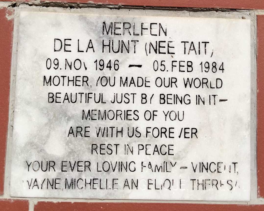 HUNT Merleen, de la nee TAIT 1946-1984