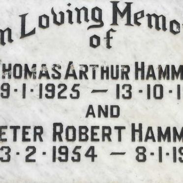 HAMMOND Thomas Arthur 1925-1980 :: HAMMOND Peter Robert 1954-1985