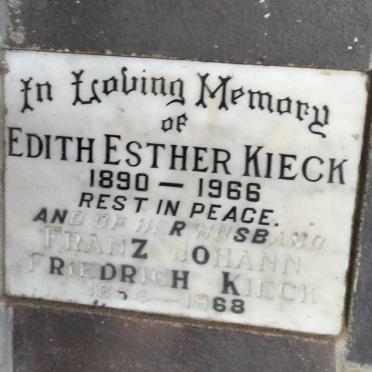 KIECK Franz Johann Friedrich 1884-1968 & Edith Esther 1890-1966