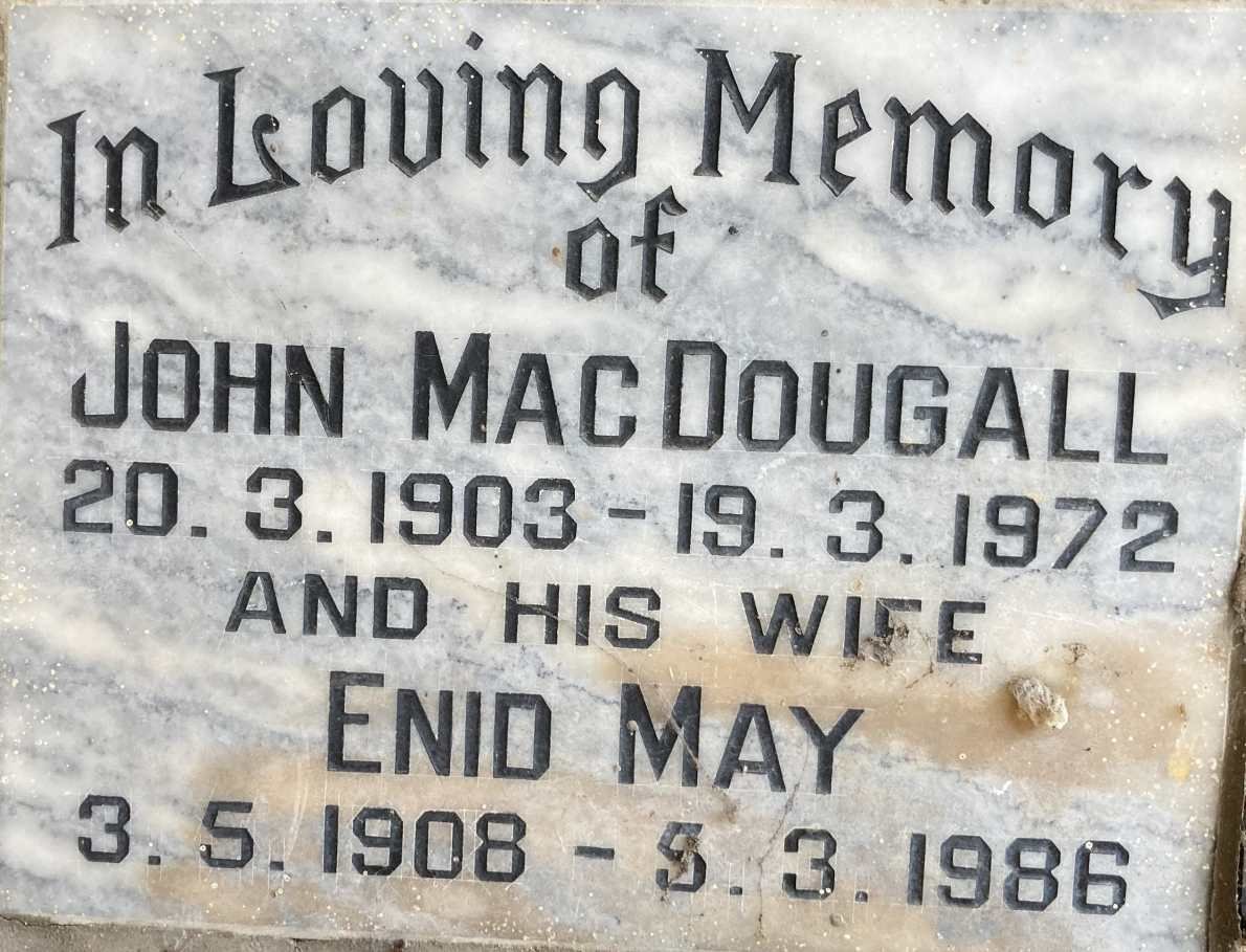 MACDOUGALL John 1903-1972 & Enid May 1908-1986
