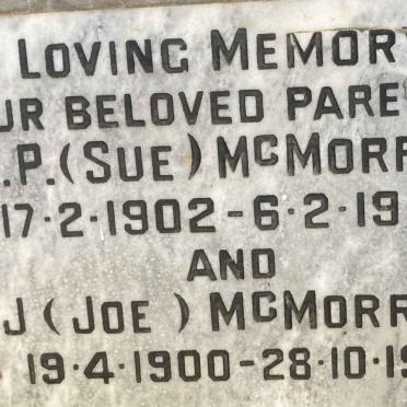 McMORRAN J. 1900-1981 & S.P. 1902-1963