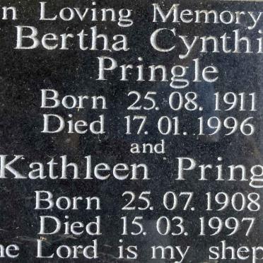 PRINGLE Kathleen 1908-1997 :: PRINGLE Bertha Cynthia 1911-1996