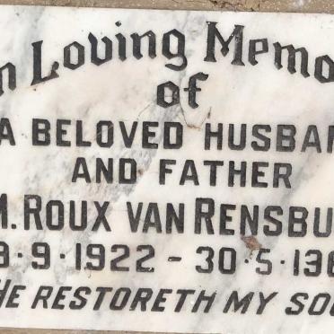 RENSBURG M. Roux, van 1922-1968