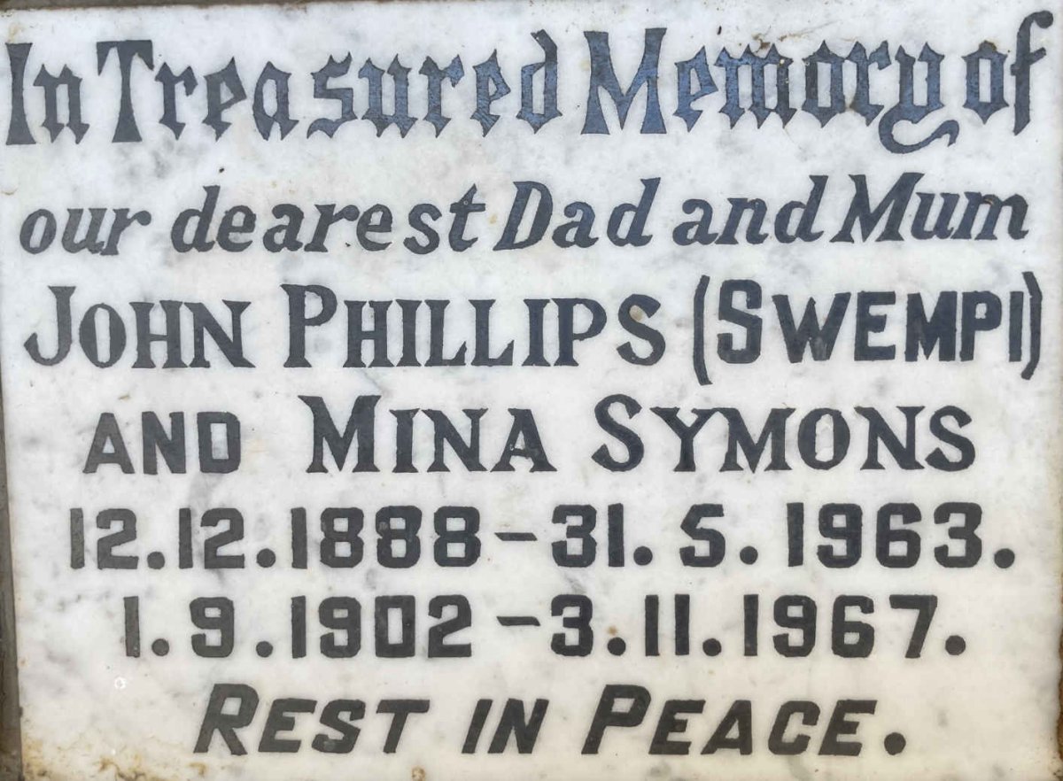 SYMONS John Phillips 1888-1963 & Mina 1902-1967