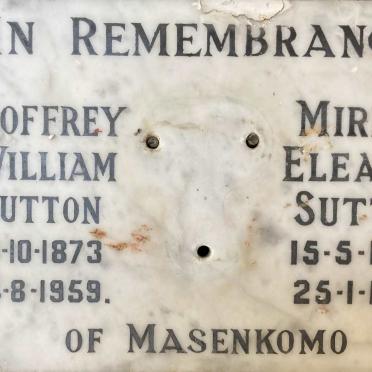SUTTON Geoffrey William 1873-1959 & Miriam Eleanor 1893-1971