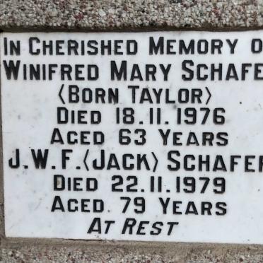 SCHAFER J.W.F. -1979 & Winifred Mary TAYLOR -1976