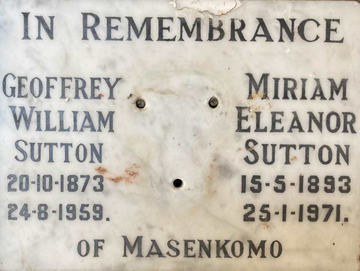 SUTTON Geoffrey William 1873-1959 & Miriam Eleanor 1893-1971