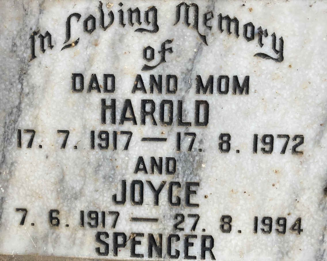 SPENCER Harold 1917-1972 & Joyce 1917-1994